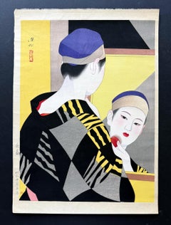 Japanese Large Woodblock Print Backstage by Ito Shinsui