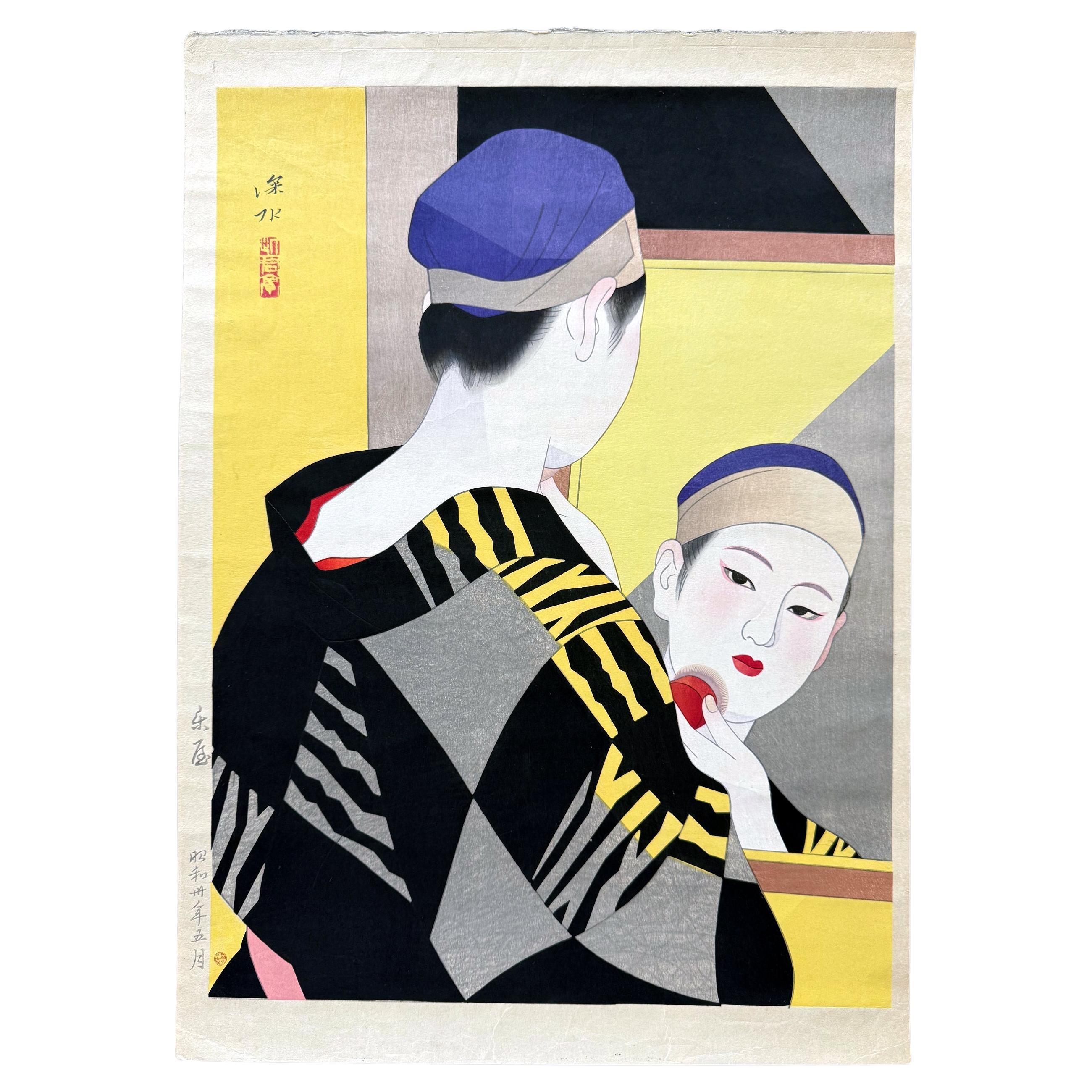 Japanischer Großholzschnitt Backstage von Ito Shinsui