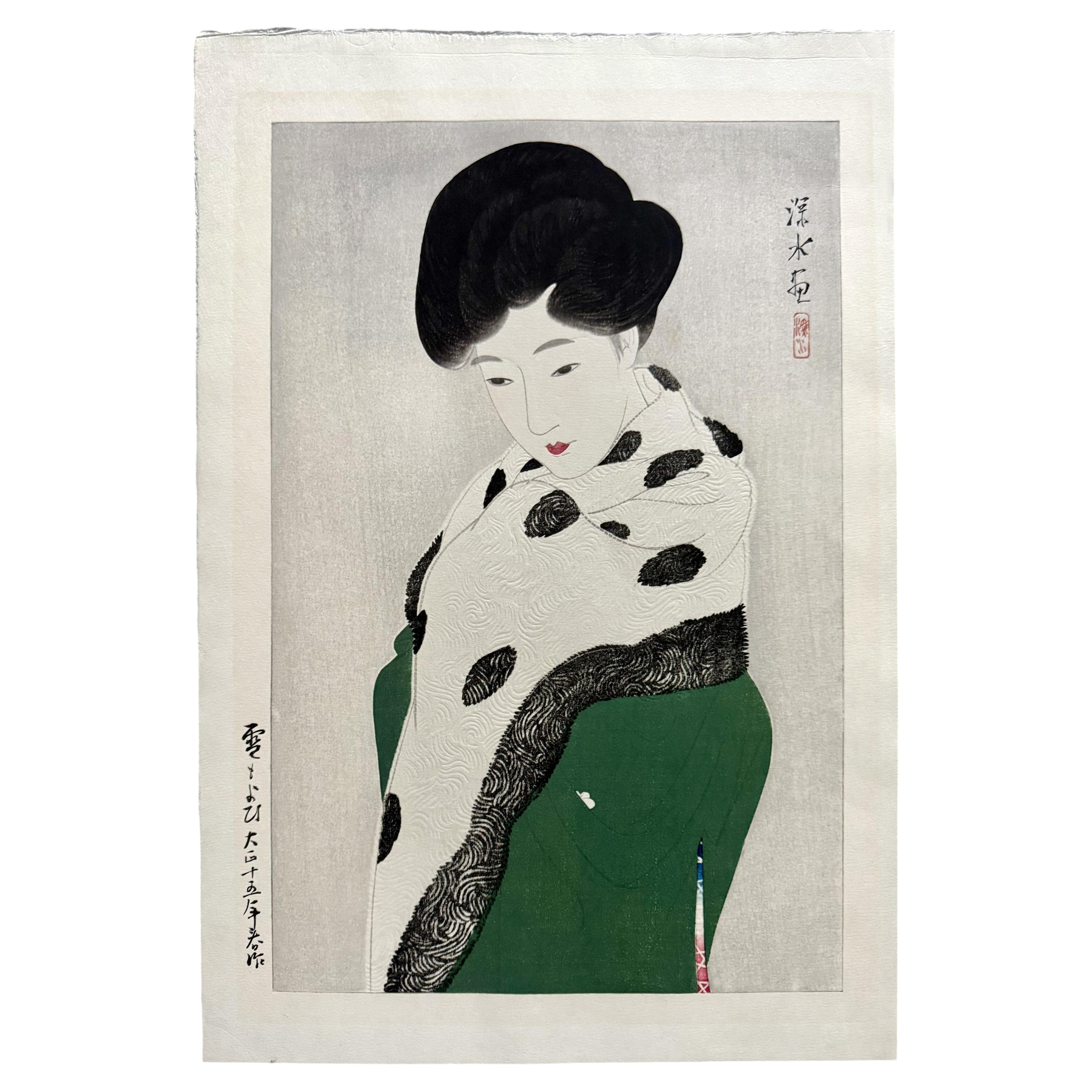 Gran xilografía japonesa Parece nieve de Ito Shinsui