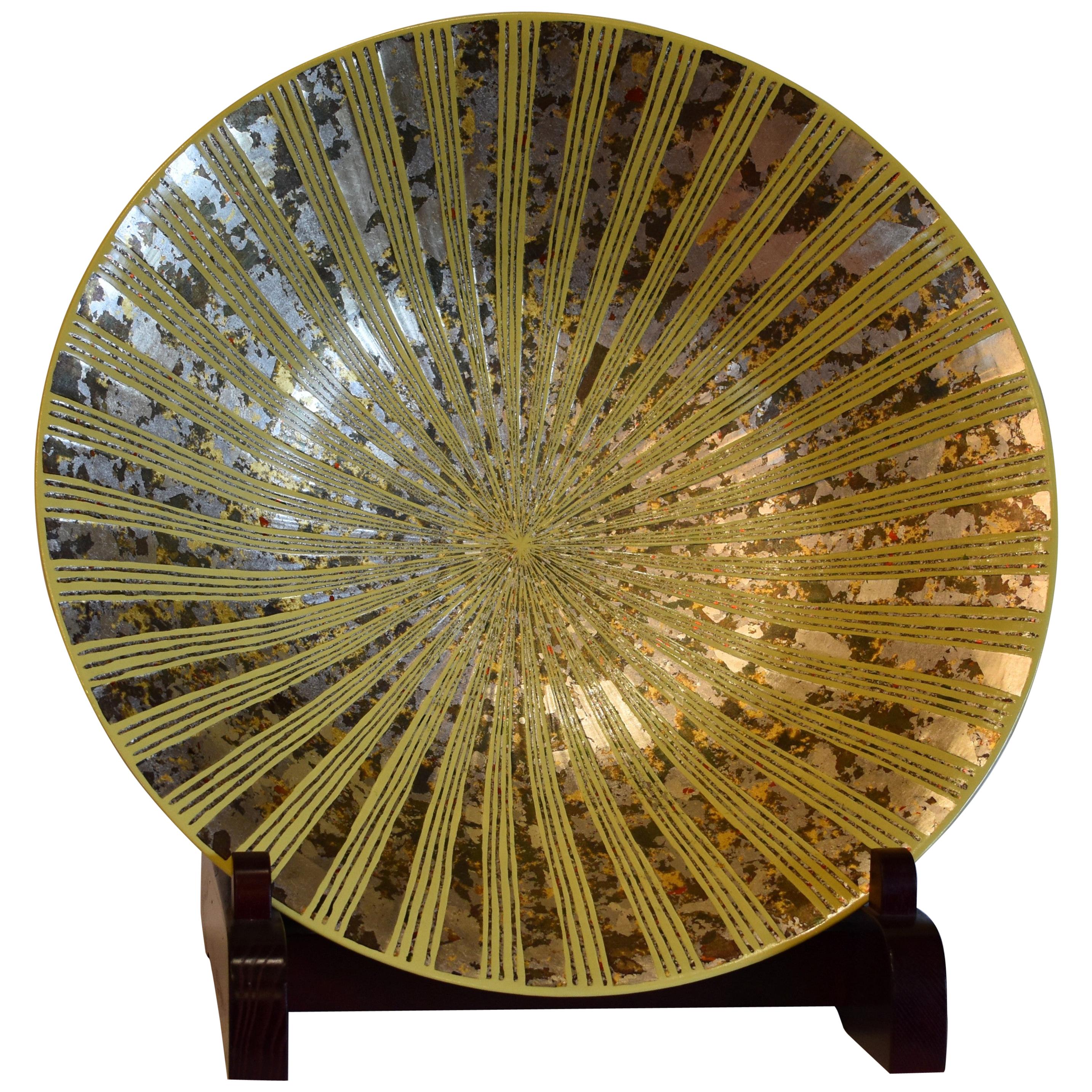 Japanische Contemporary Gelb Platin Gold Porzellan Vase von Masterly Künstler im Angebot