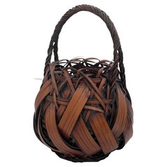 Japanese Late Meiji Period (1868-1912) Woven Bamboo Basket, Early 20th Century