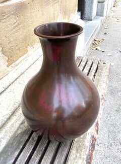 Japanese Late Meiji Period Bronze Vessel with Red Mottled Patina