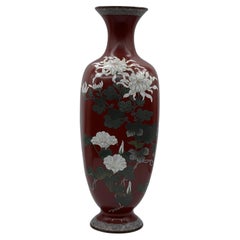 Japanese Late Meiji Period Cloisonné Vase w/ Flower Motiff, Ca. 1900