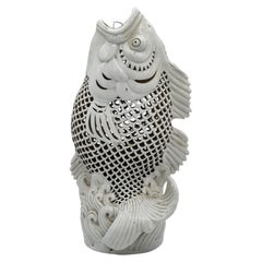 Japanese Late Meiji Period Hirado Porcelain Figurine of a Fish, Ca. 1890-1910