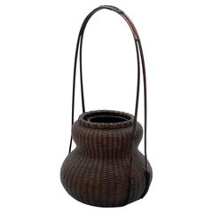 Japanese Late Meiji Period Woven Bamboo Tea Ceremony Basket, Early 20th Century