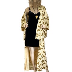 Japanese Leaf Print Vintage Silk Kimono