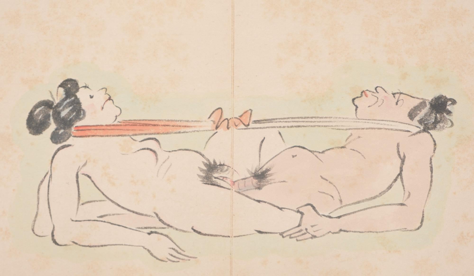 Japanese Leporello Illustration Book Filled with Toba-E 鳥羽絵 Shunga 春画 Paintings 6