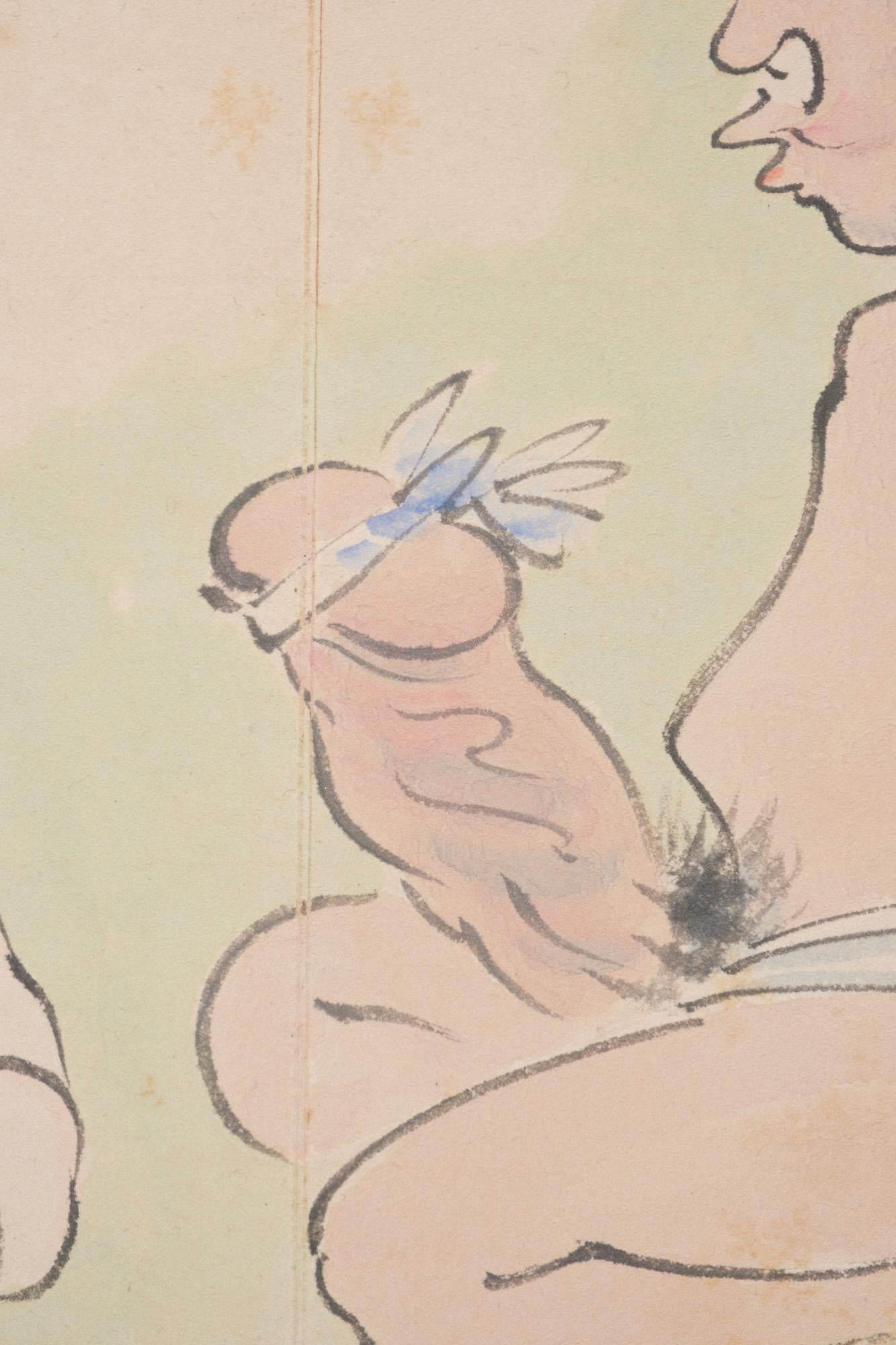 Japanese Leporello Illustration Book Filled with Toba-E 鳥羽絵 Shunga 春画 Paintings 12