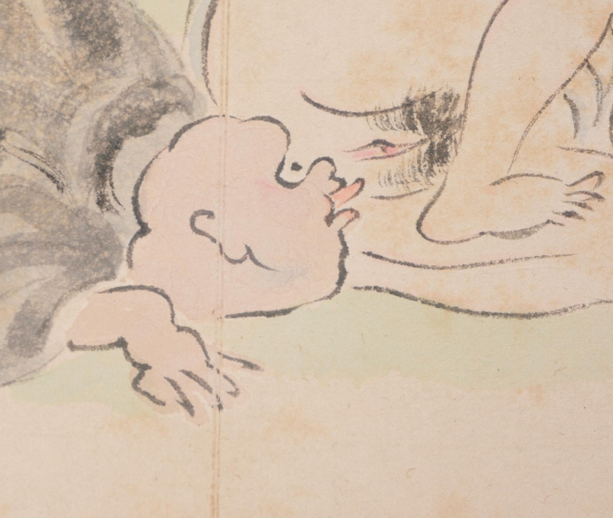 Japanese Leporello Illustration Book Filled with Toba-E 鳥羽絵 Shunga 春画 Paintings 1