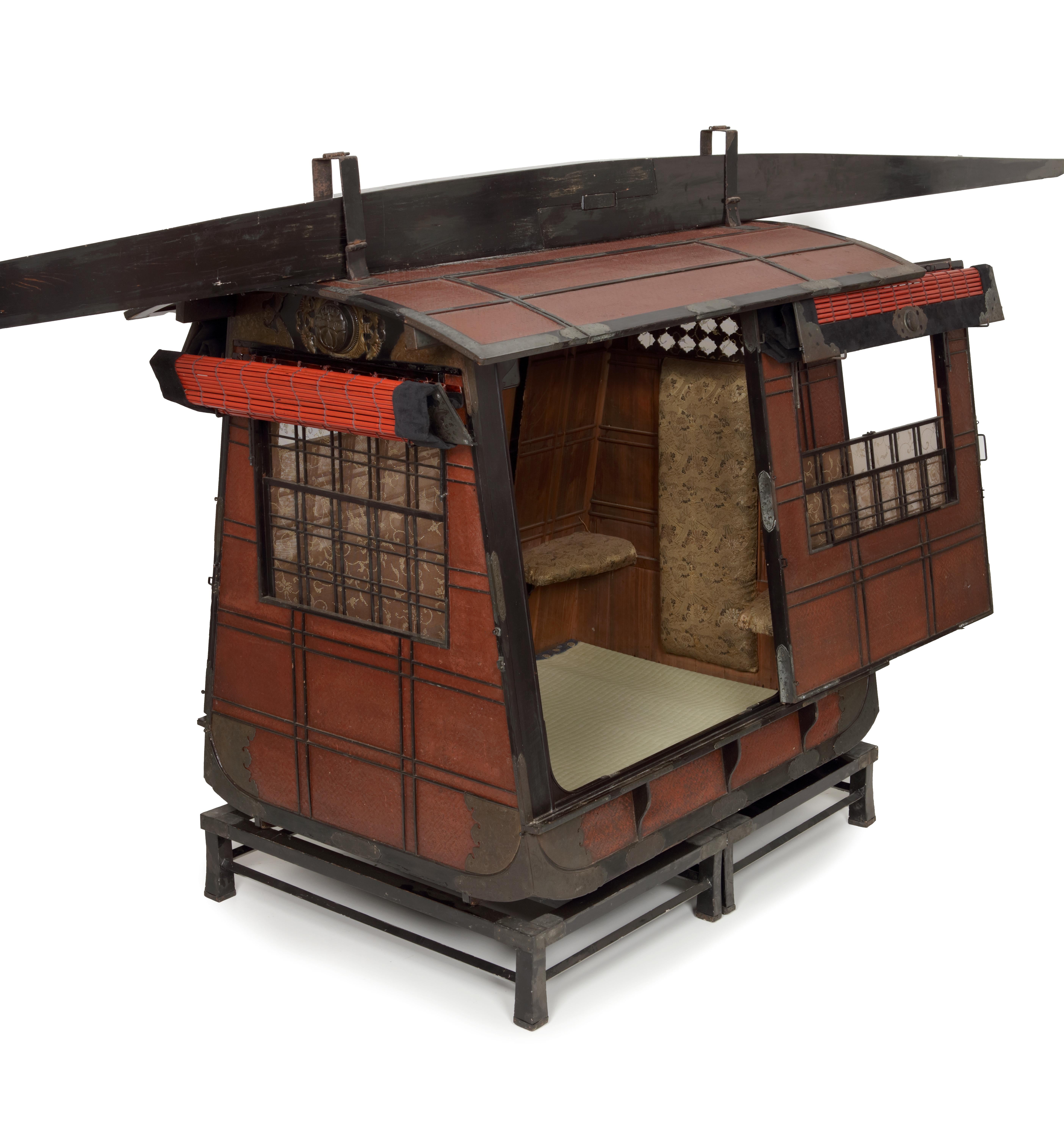 19th Century Japanese Life-Size, Edo Period, Red and Black Lacquered Palanquin or Norimono For Sale
