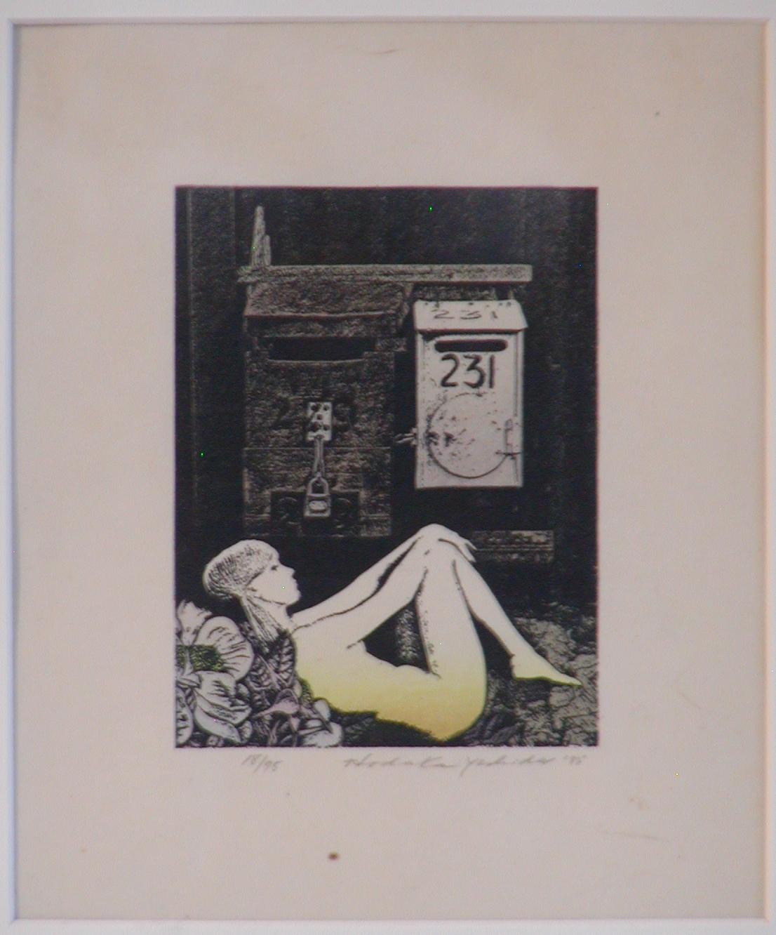 International Style Japanese Lithograph by Hodaka Yoshida, 1975 For Sale