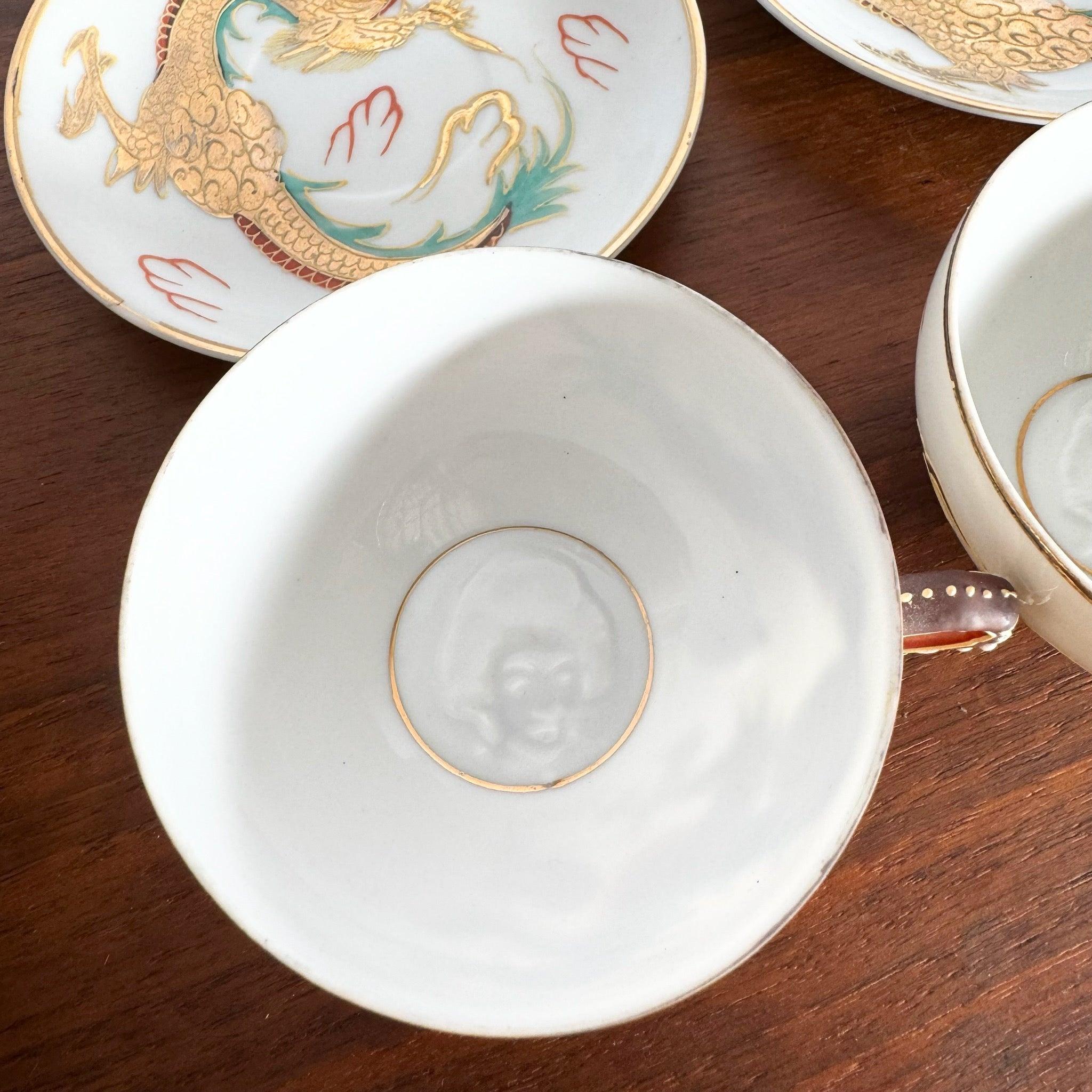 Juego de Té de Porcelana Japonesa Lithophane Geisha Moriage Dragonware - 12 Piezas en venta 2