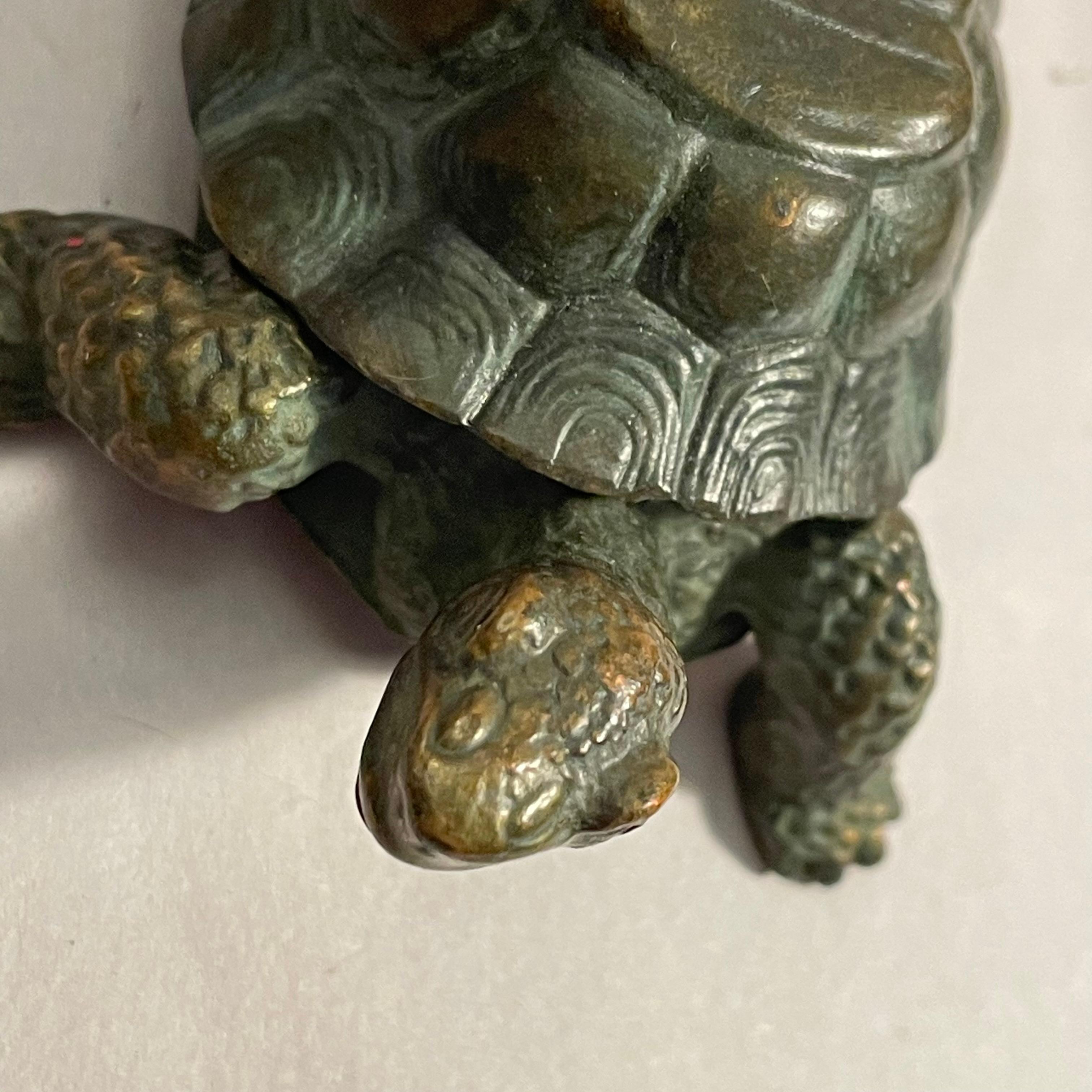 Japanese Little Bronze Turtle Jewerly Box 1980s For Sale 8