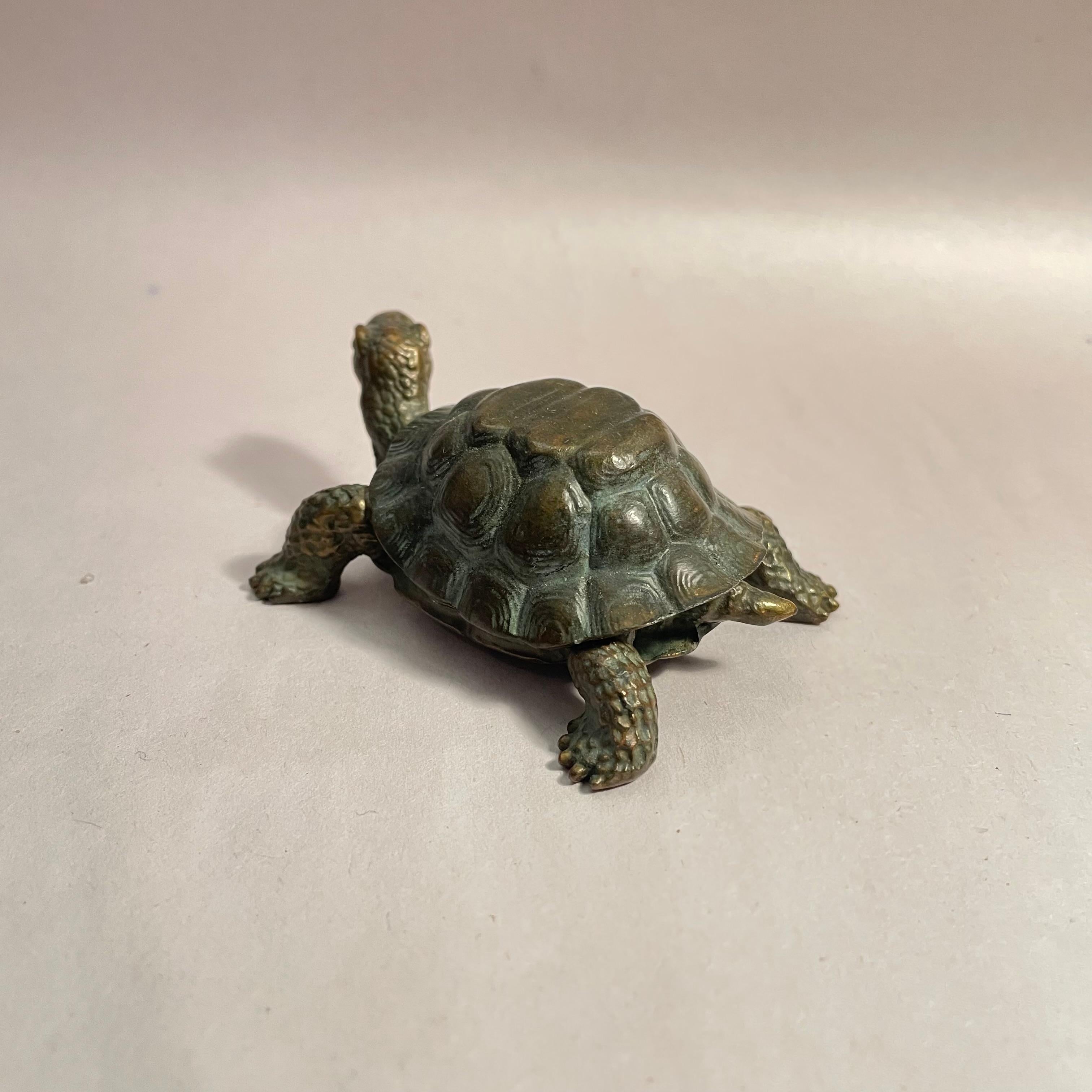 Japanese Little Bronze Turtle Jewerly Box 1980s For Sale 2