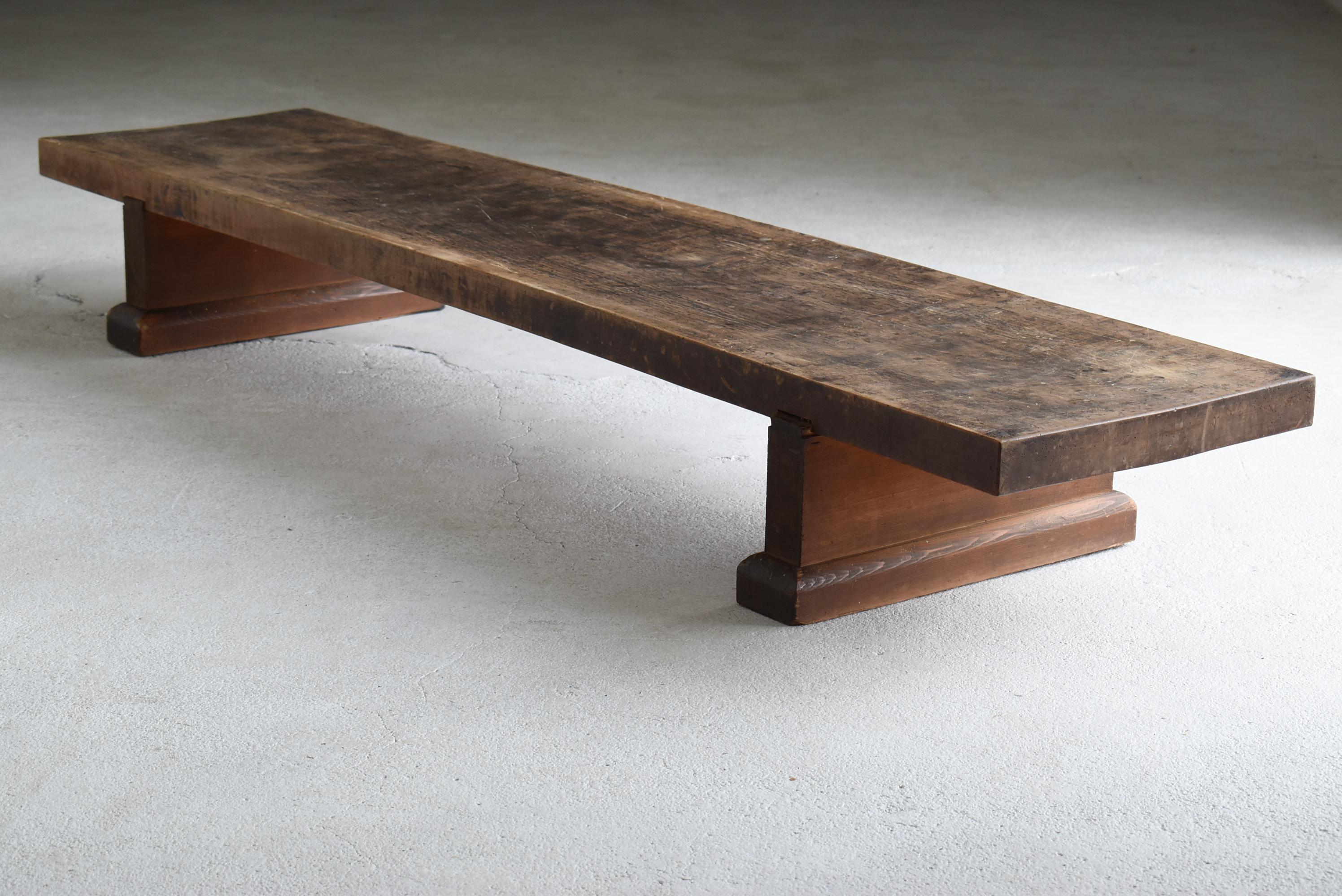 Wood Japanese Antique Long Low Table 1900s-1940s / Sofa Table Wabisabi For Sale