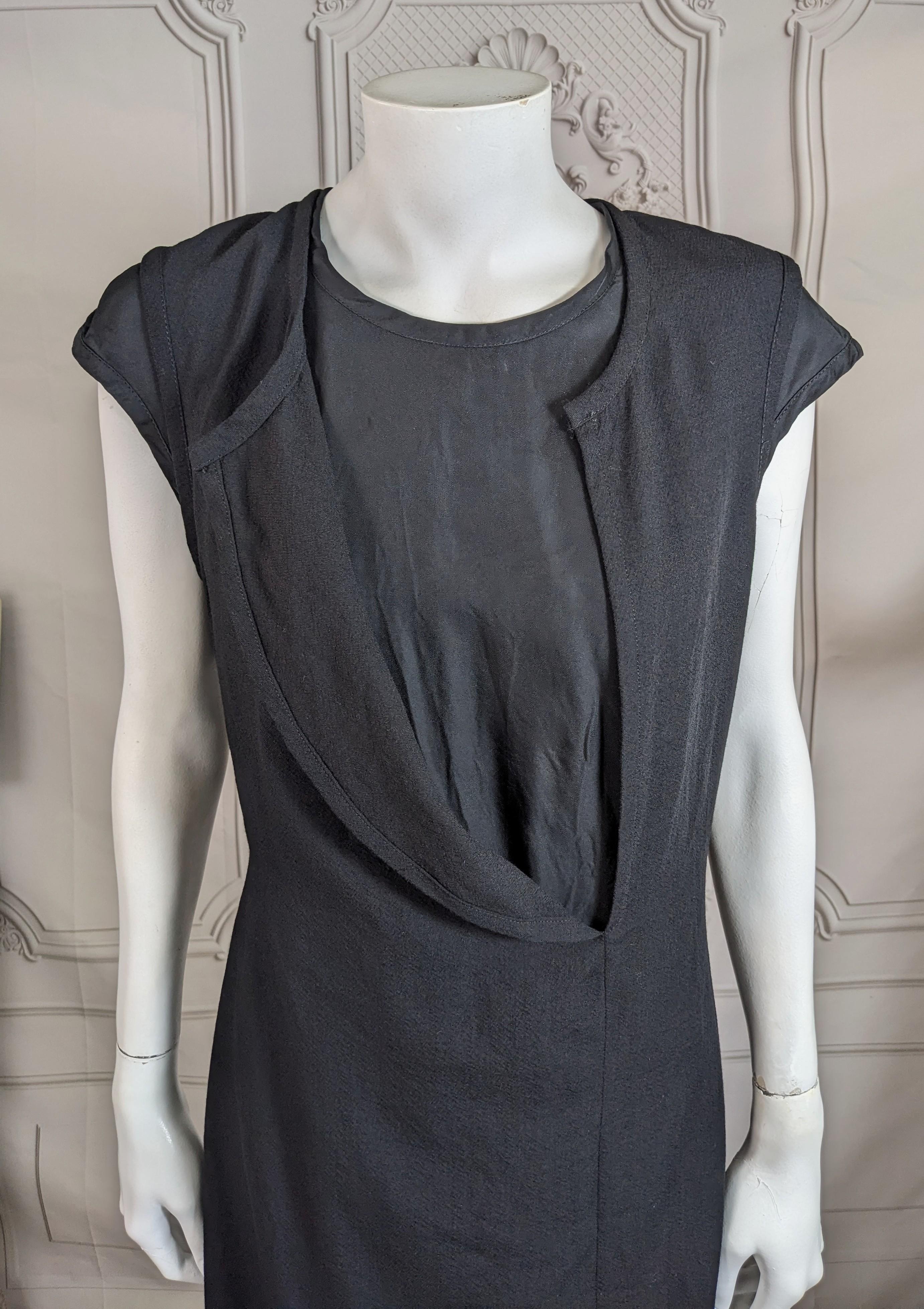 Black Japanese Long Wool and Rayon Double Dress For Sale