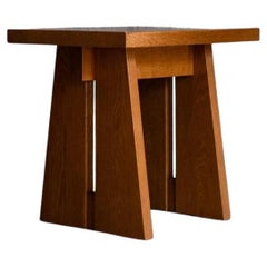 Sgabello basso giapponese di Riki Watanabe, anni '60, tavolino compatto e minimale