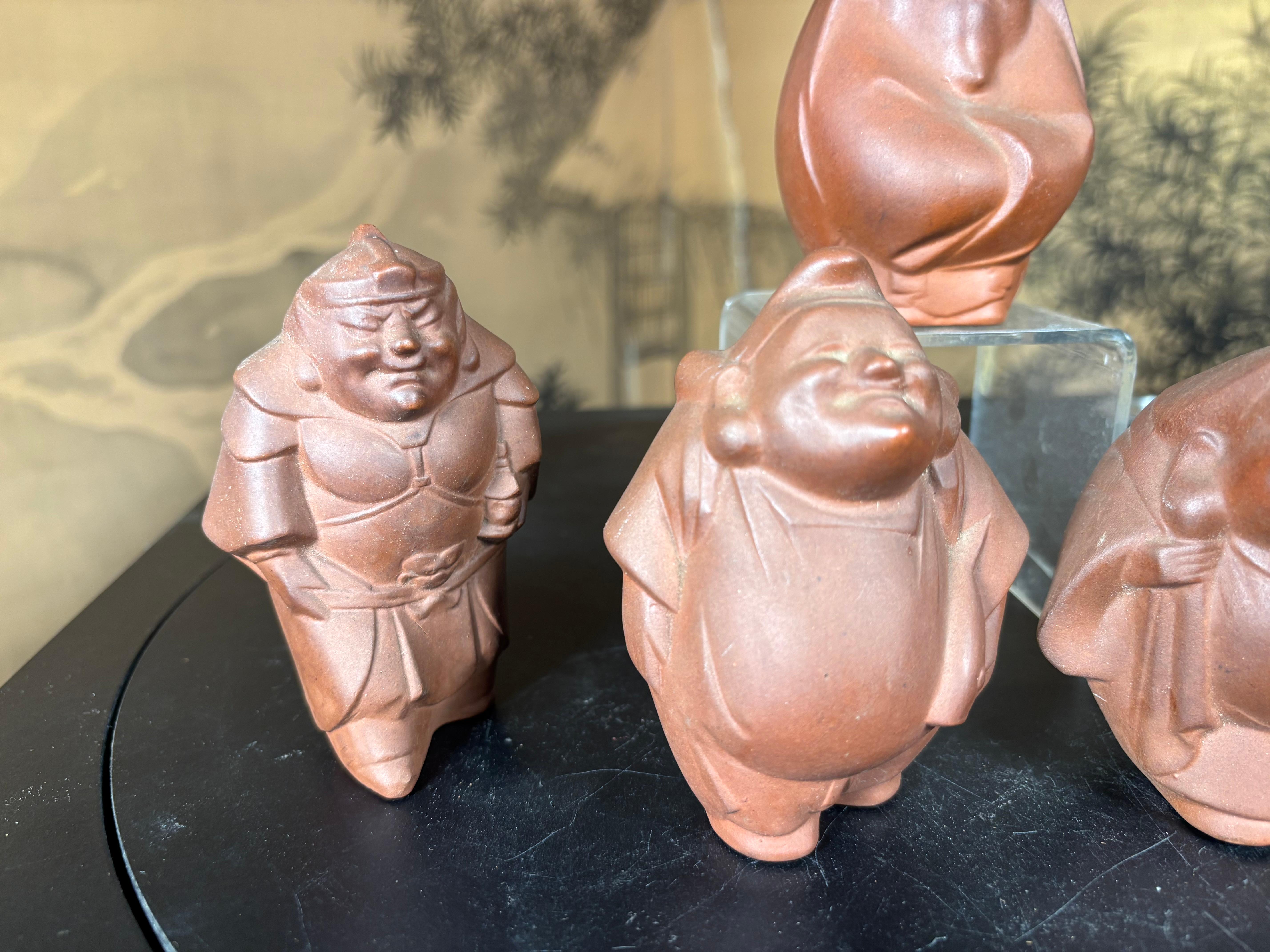 Fatto a mano Giapponese  Set di cinque sculture Lucky Gods, Sotaro Saegura,  Zecca difficile da trovare in vendita