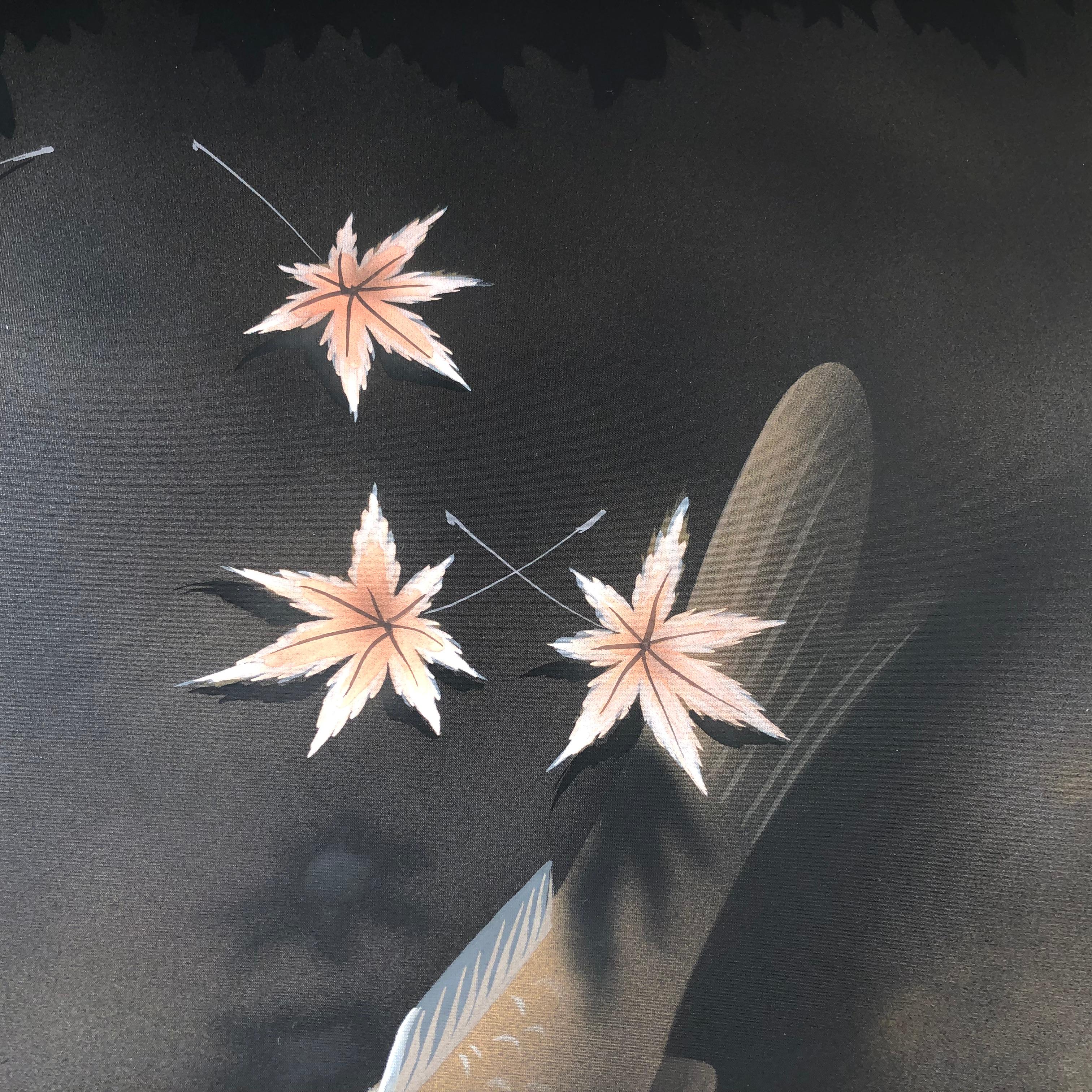 Japanese Magnificent Koi Fish Scroll Hand Painting on Silk, Signed & Triple Boxed 5