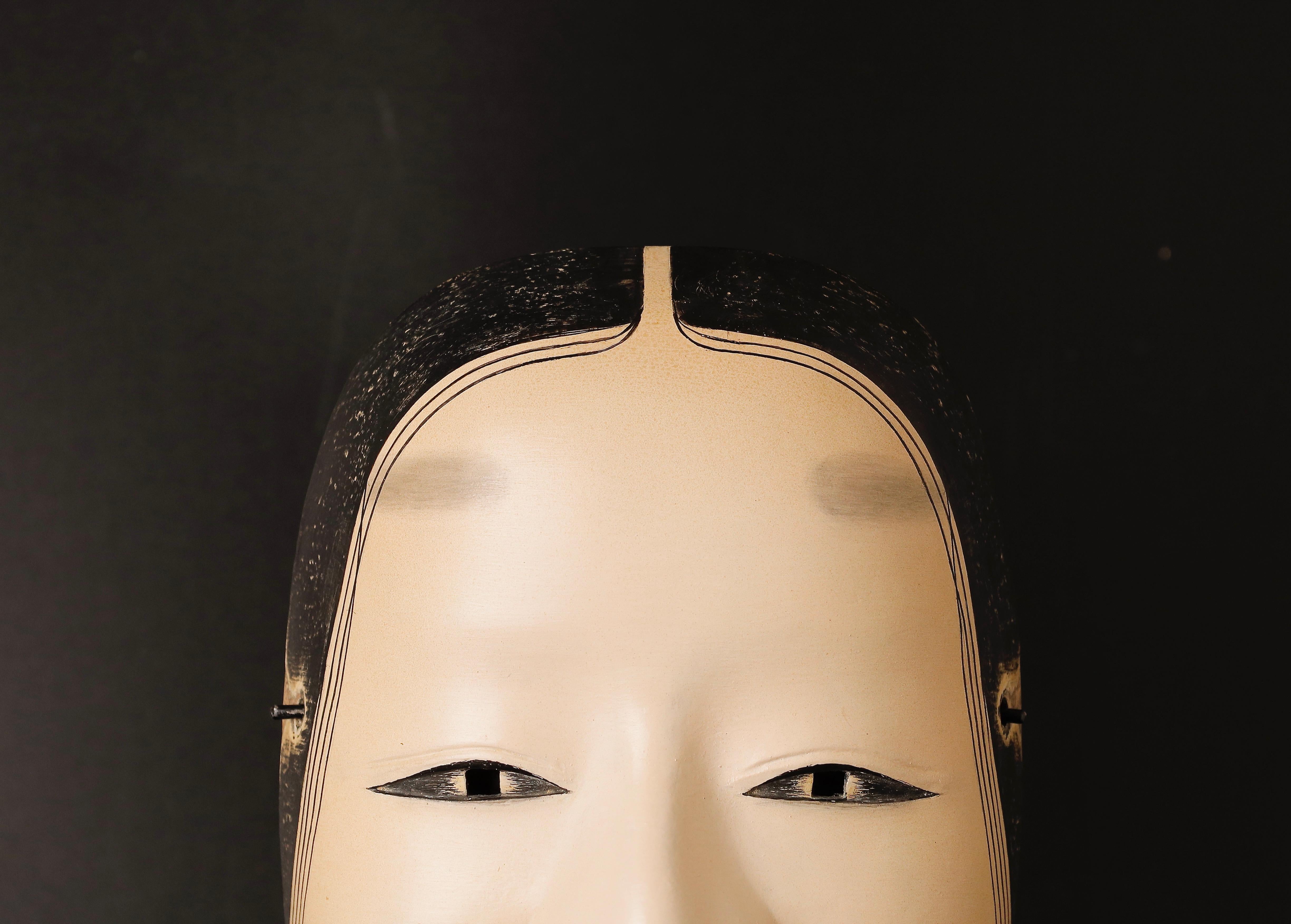 Japanese Magojiro Signed Noh Mask Representing Calm Benevolence Woman 3