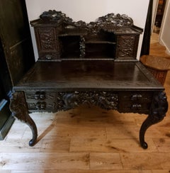 Japanese Meiji Period Carved Desk Circa 1900