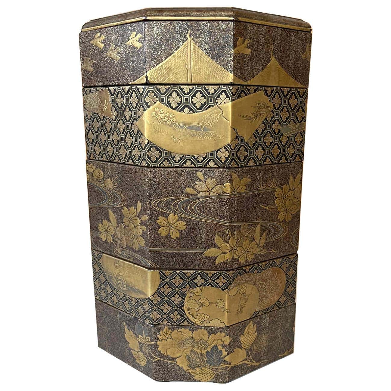 Japanese Stack Japanese Maki-e Lacquer Stack Box Jubako For Sale at 1stDibs