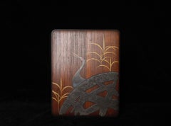 Japanese Maki-e Lacquer Suzuribako with Crane Design, Late Edo to Early Meiji