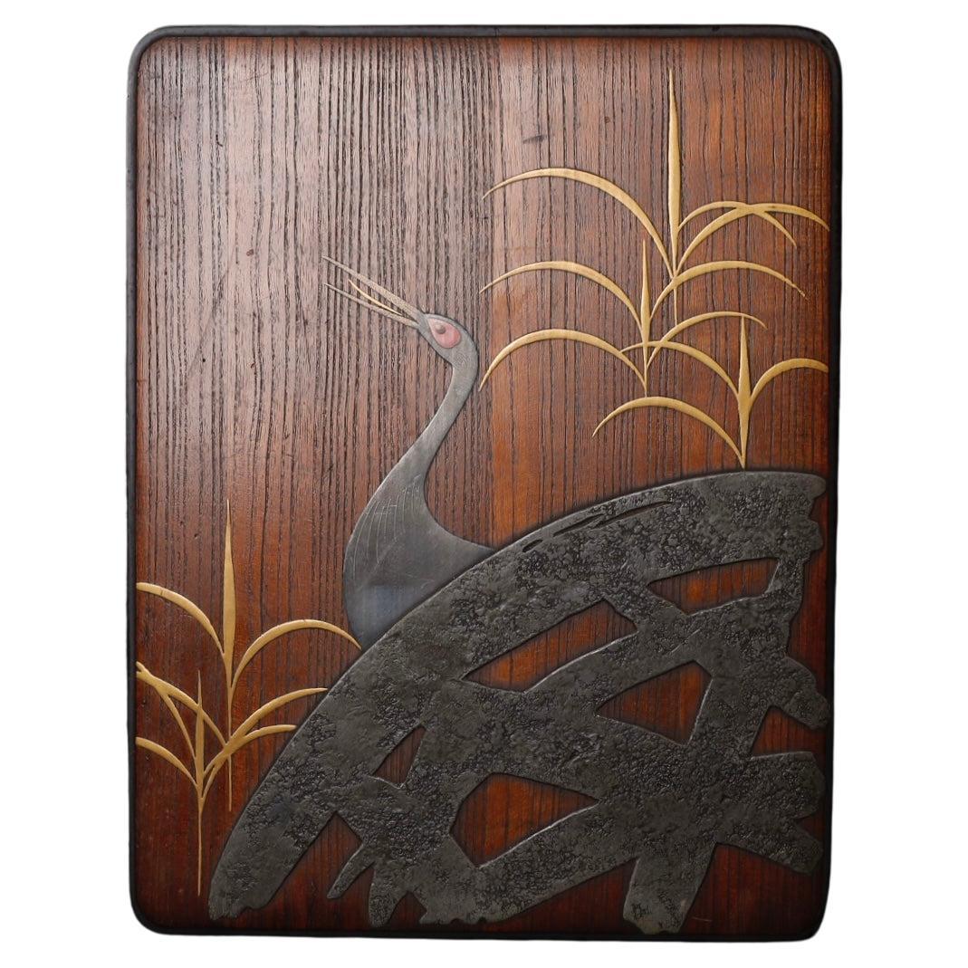 Japanese Maki-e Lacquer Suzuribako with Crane Design, Late Edo to Early Meiji