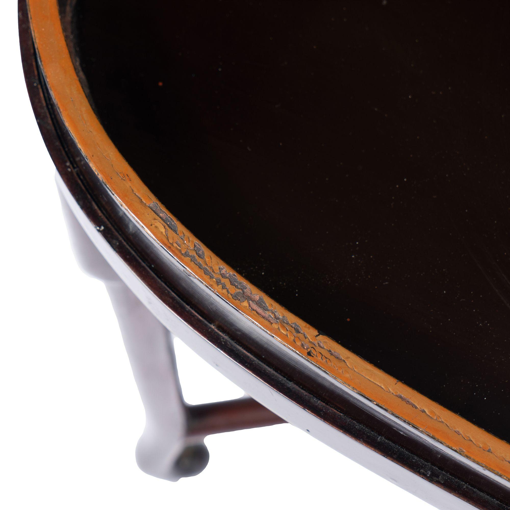 Japanese Maki-E Lacquered Oval Wood Tray on Stand, c. 1850-1900 For Sale 8