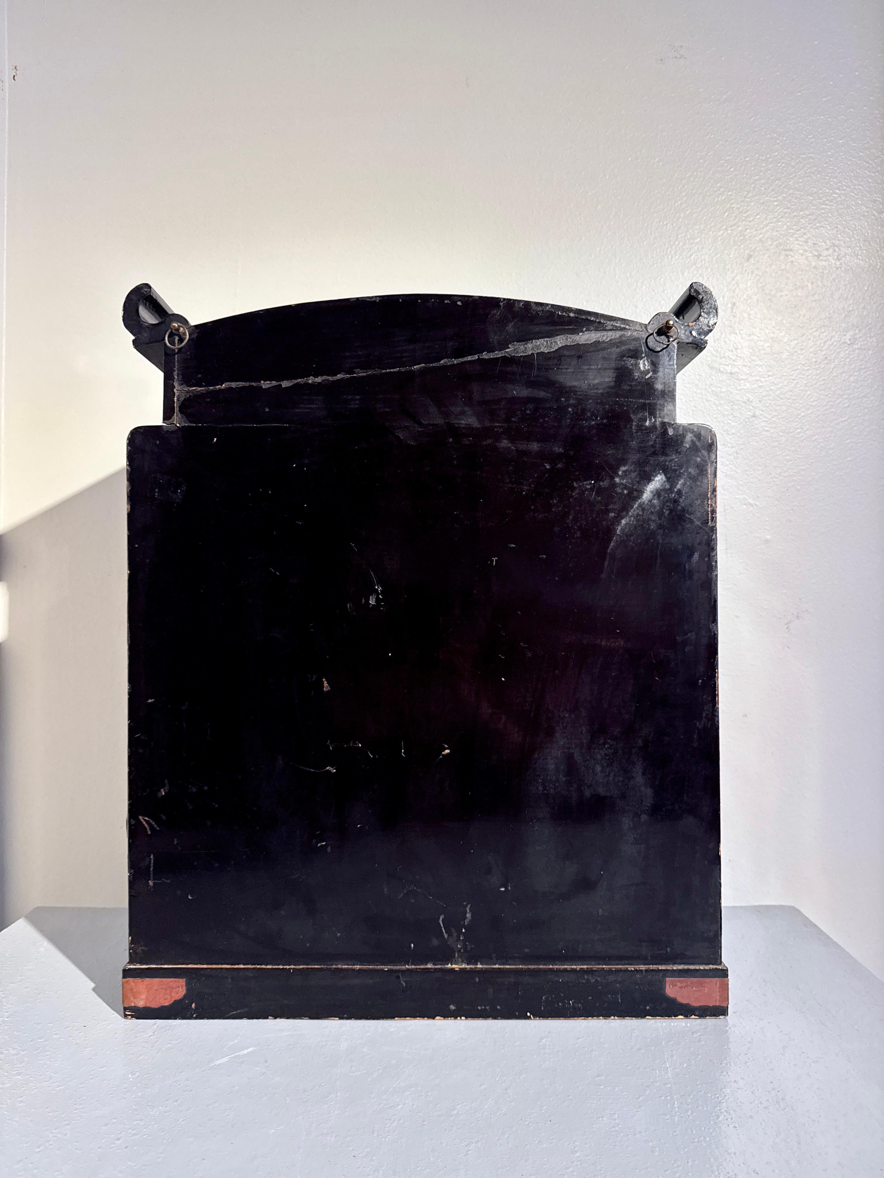 Japanese Marquetry Hanging or Table Cabinet, Meiji Period, c. 1900, Japan In Fair Condition For Sale In Austin, TX