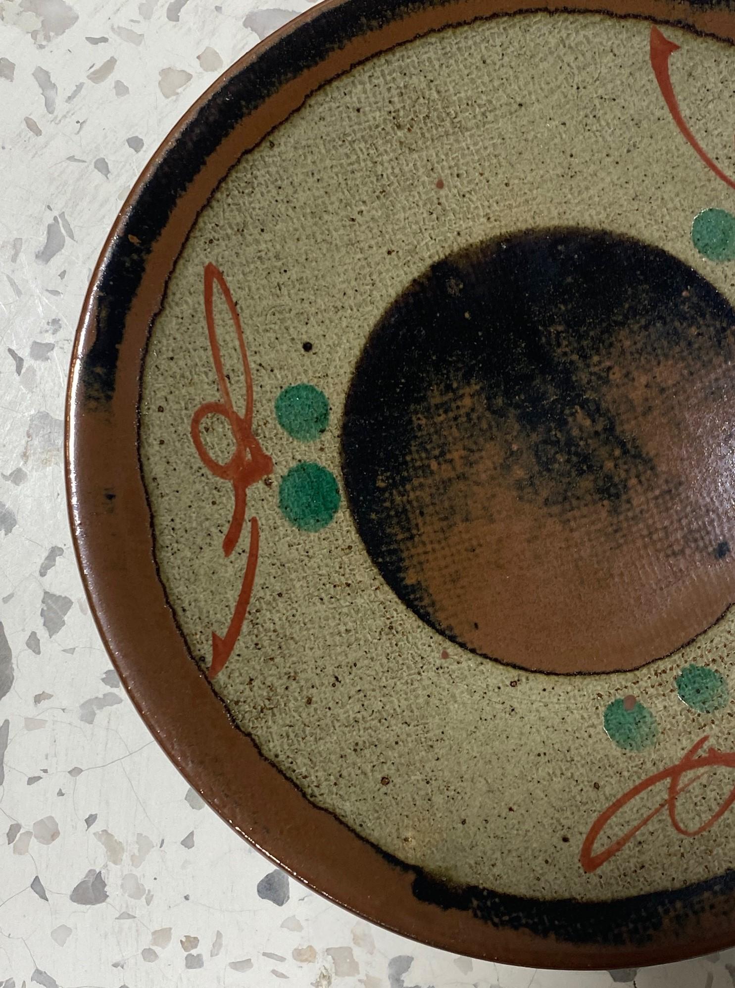 Glazed Japanese Mashiko Mingei Art Pottery Plate Bowl Attrbuted to Tatsuzo Shimaoka