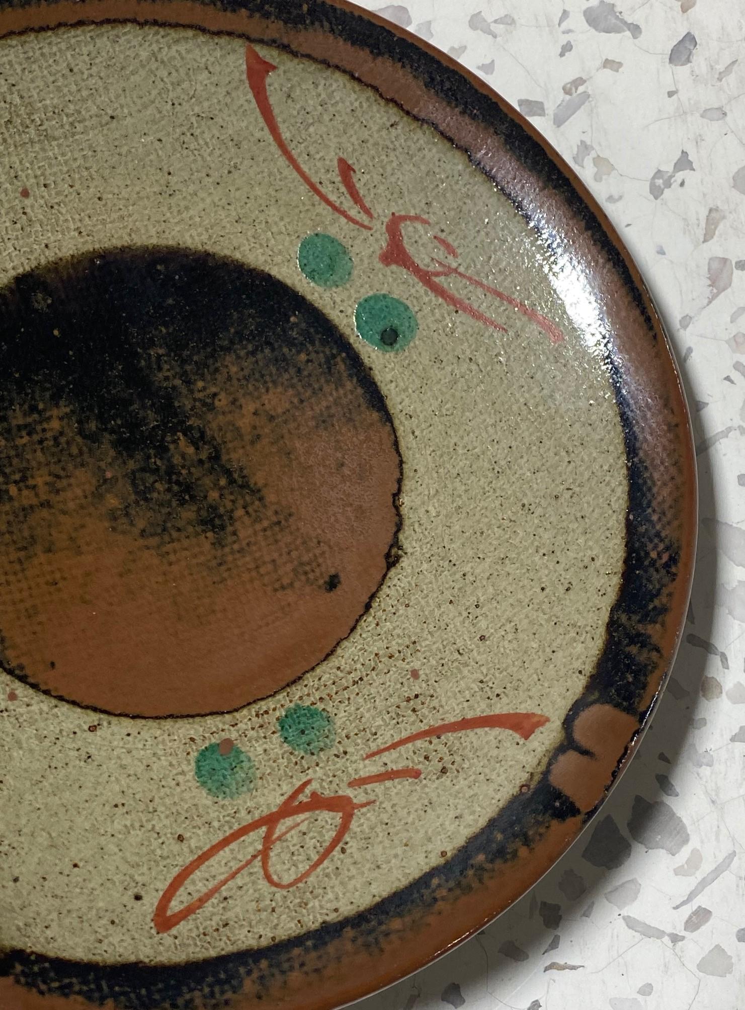 Japanese Mashiko Mingei Art Pottery Plate Bowl Attrbuted to Tatsuzo Shimaoka In Good Condition In Studio City, CA