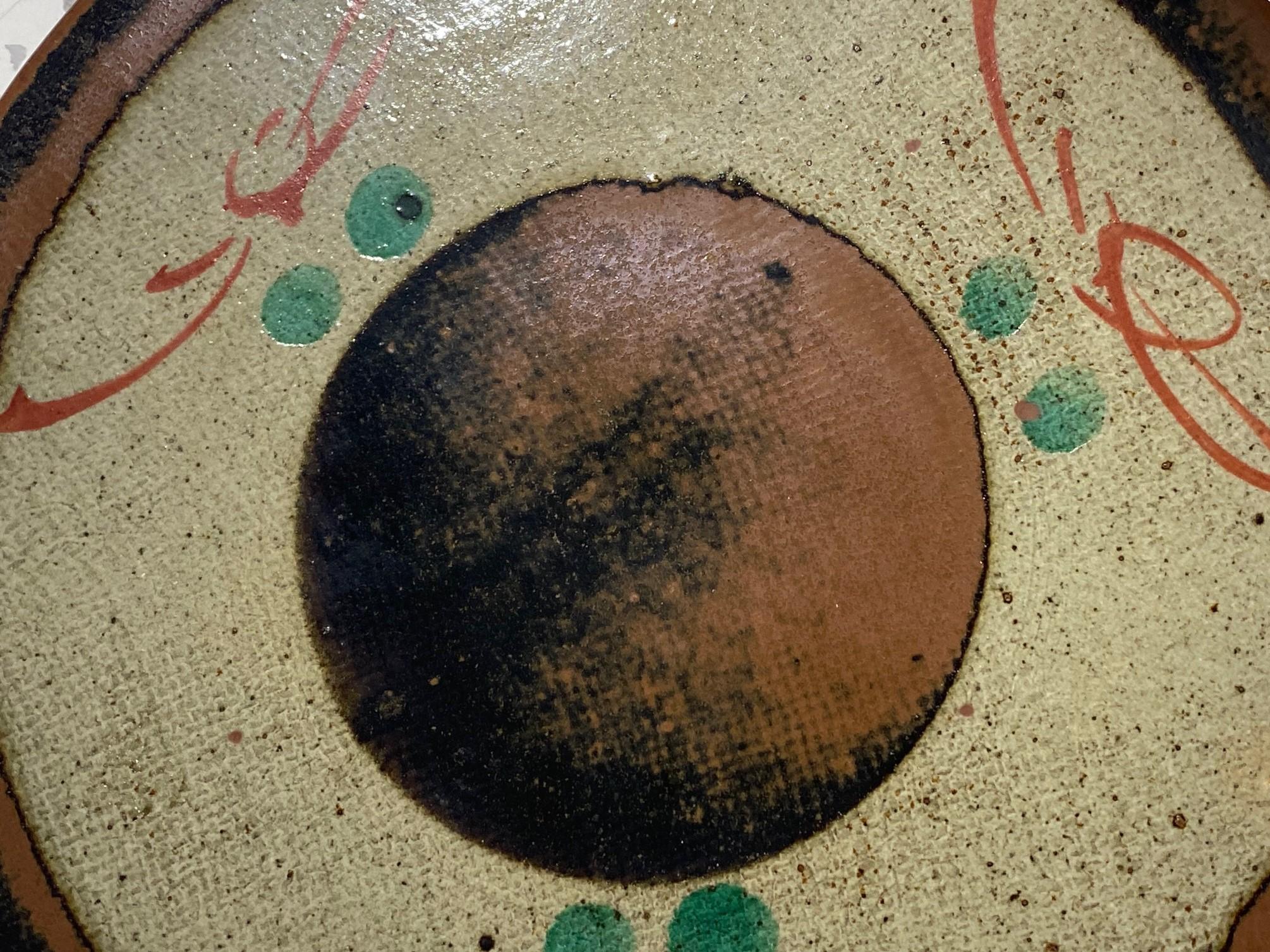 20th Century Japanese Mashiko Mingei Art Pottery Plate Bowl Attrbuted to Tatsuzo Shimaoka