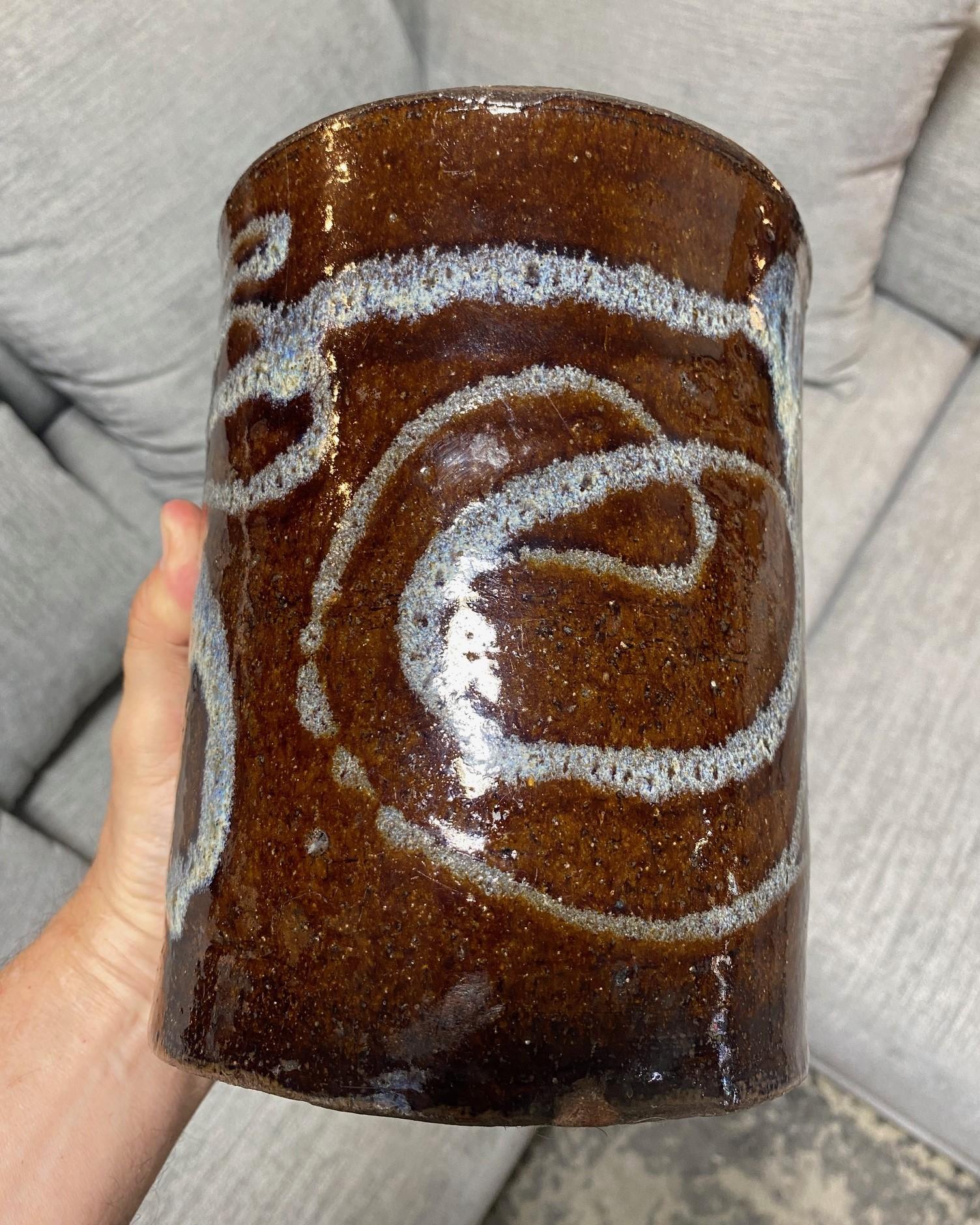Japanese Mashiko Ware Mingei Pottery Water Container Vase Manner of Shoji Hamada For Sale 9