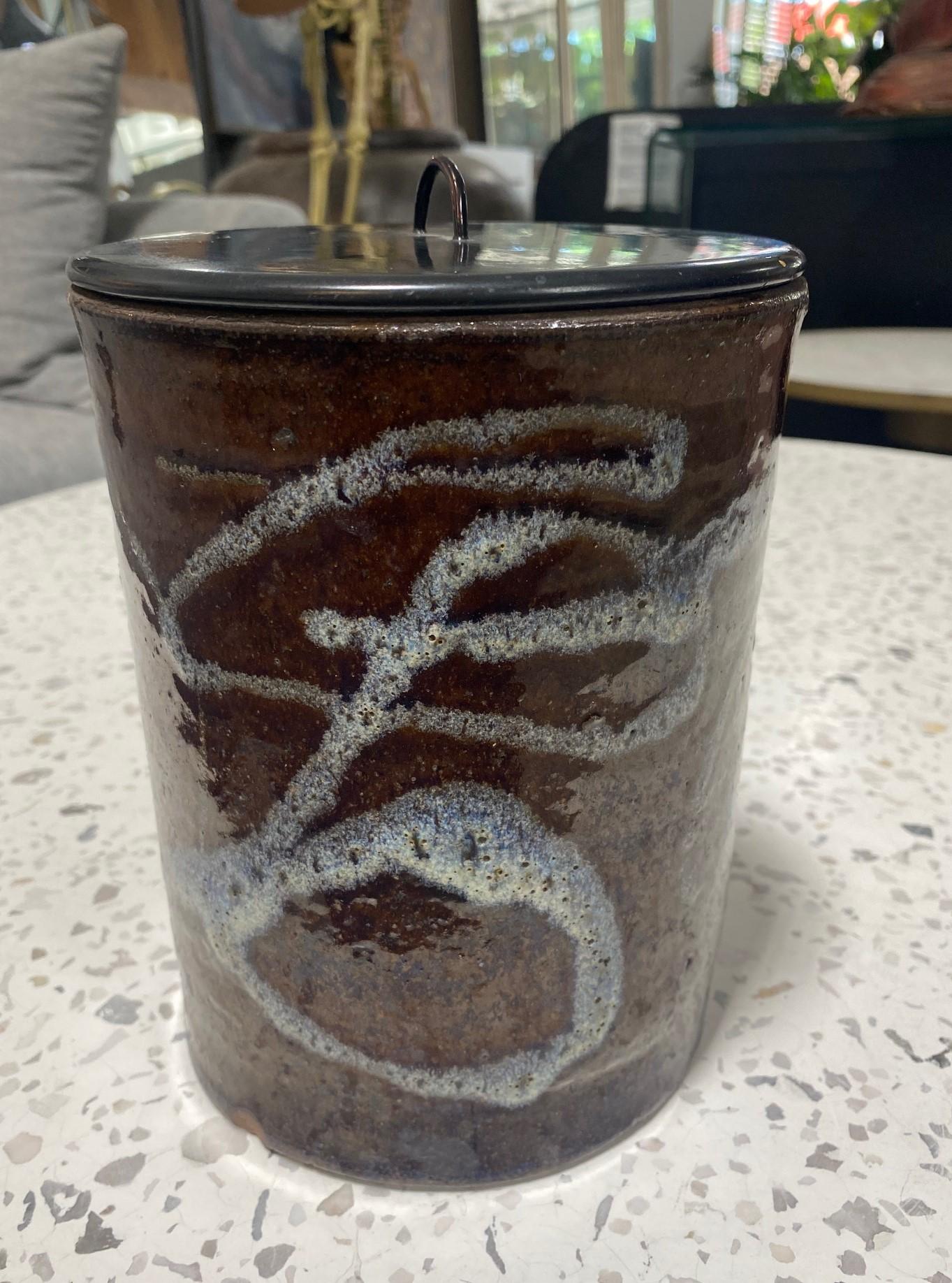 20th Century Japanese Mashiko Ware Mingei Pottery Water Container Vase Manner of Shoji Hamada For Sale
