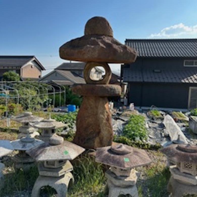 20th Century Japanese Massive Antique Red Kurama Spirit Stone Lantern For Sale