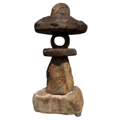 Japanese Massive Antique Red Kurama Spirit Stone Lantern
