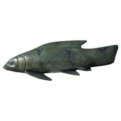 Japanese Massive Bronze Calming Trophy Koi Fish, Signed Ota Ryohei