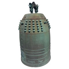 Japanese Massive Bronze Peace Bell 45 Inches Tall