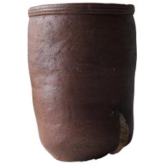 Japanese Massive Terracotta Vessel 1700s-1800s/Antique Pottery Tsubo Pot Vase