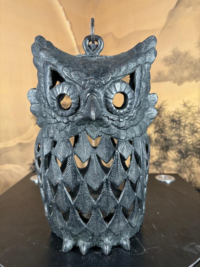 Showa Japanese Massive Vintage over Sized Owl Lighting Lantern, Finest Quality For Sale