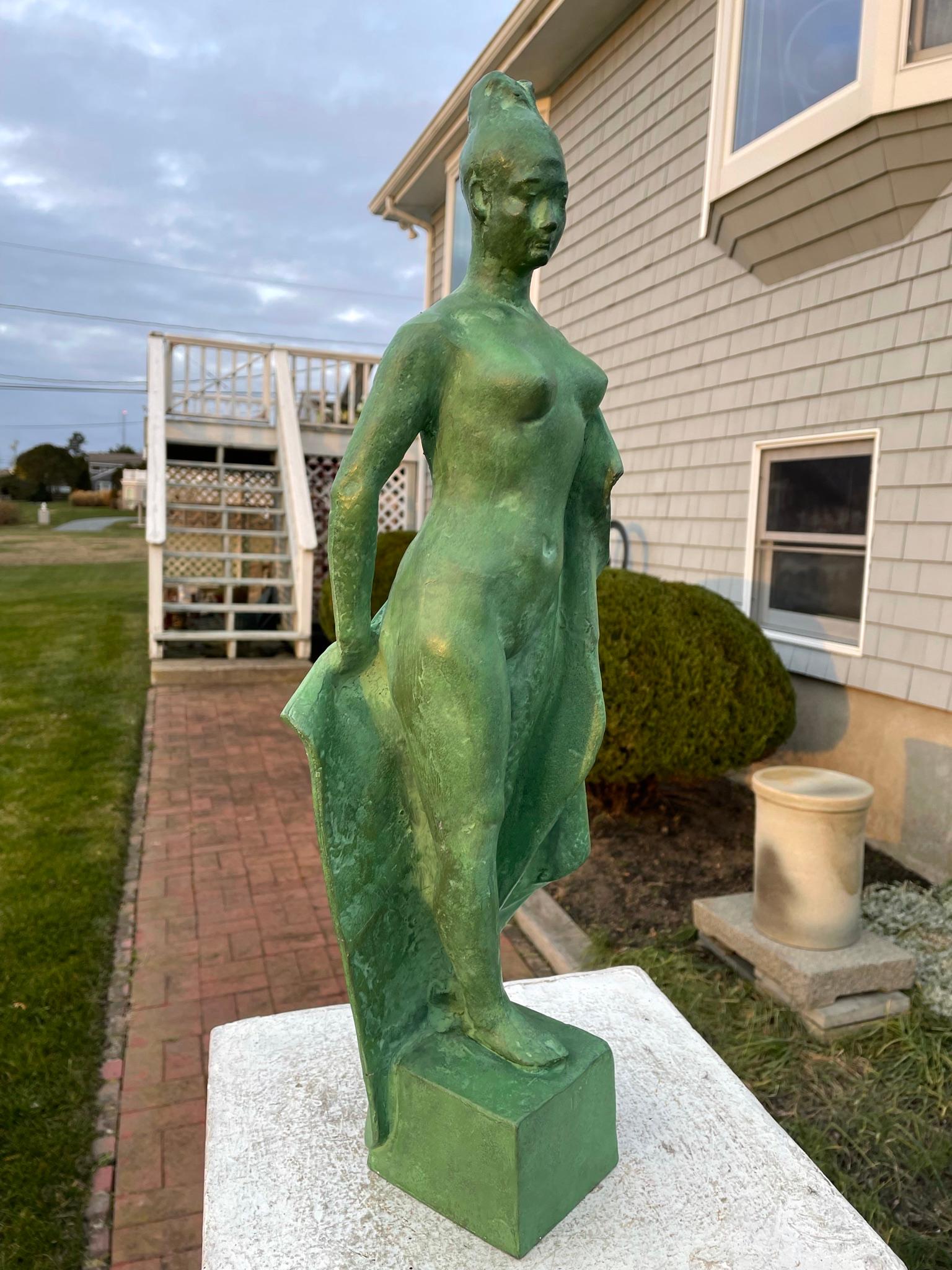Iron Japanese Master Work Female Nude with Cape, Artist Sotaro Saegusa