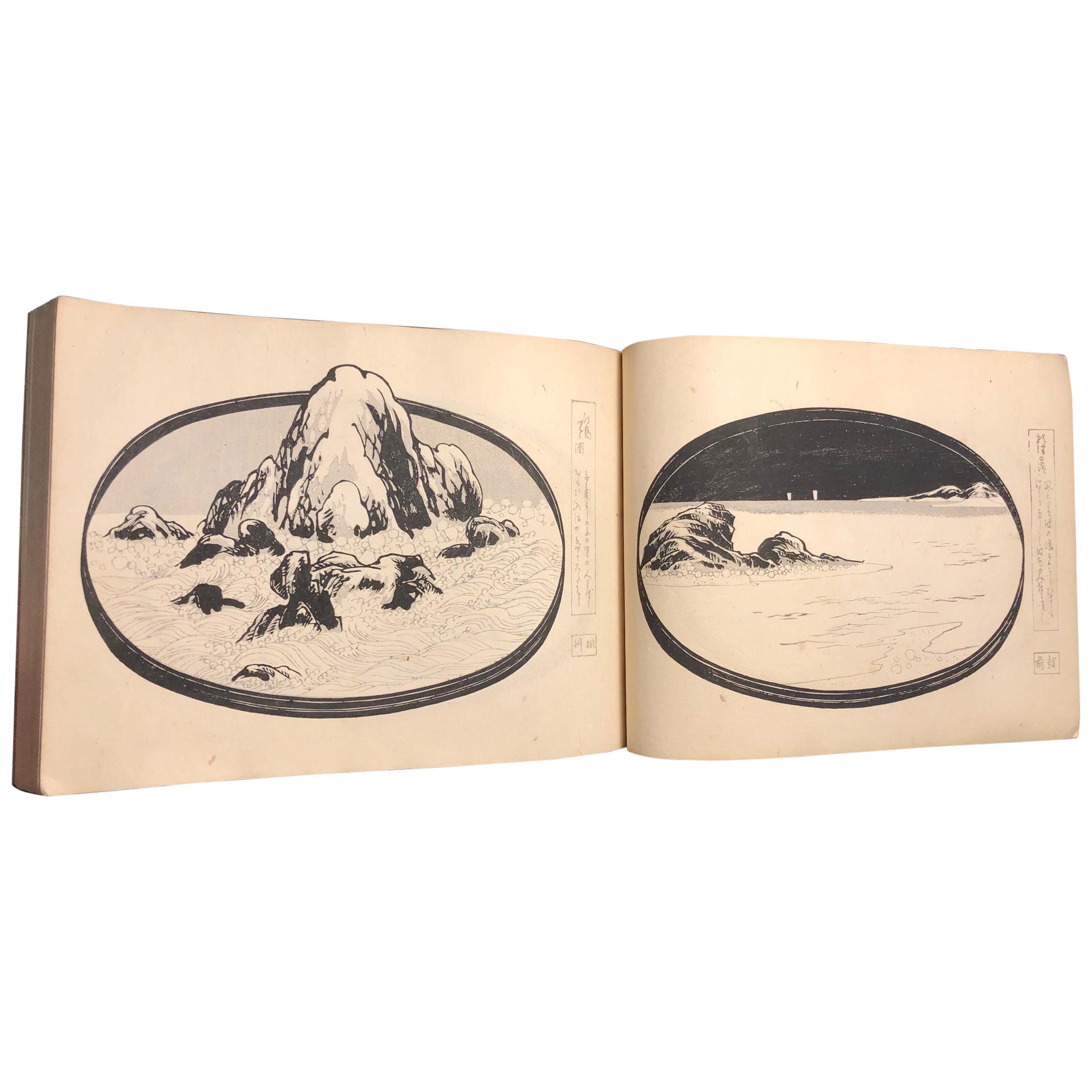 Japanese Masterpiece Bonsai Bonseki Miniature Garden Woodblock Book, 100 Prints