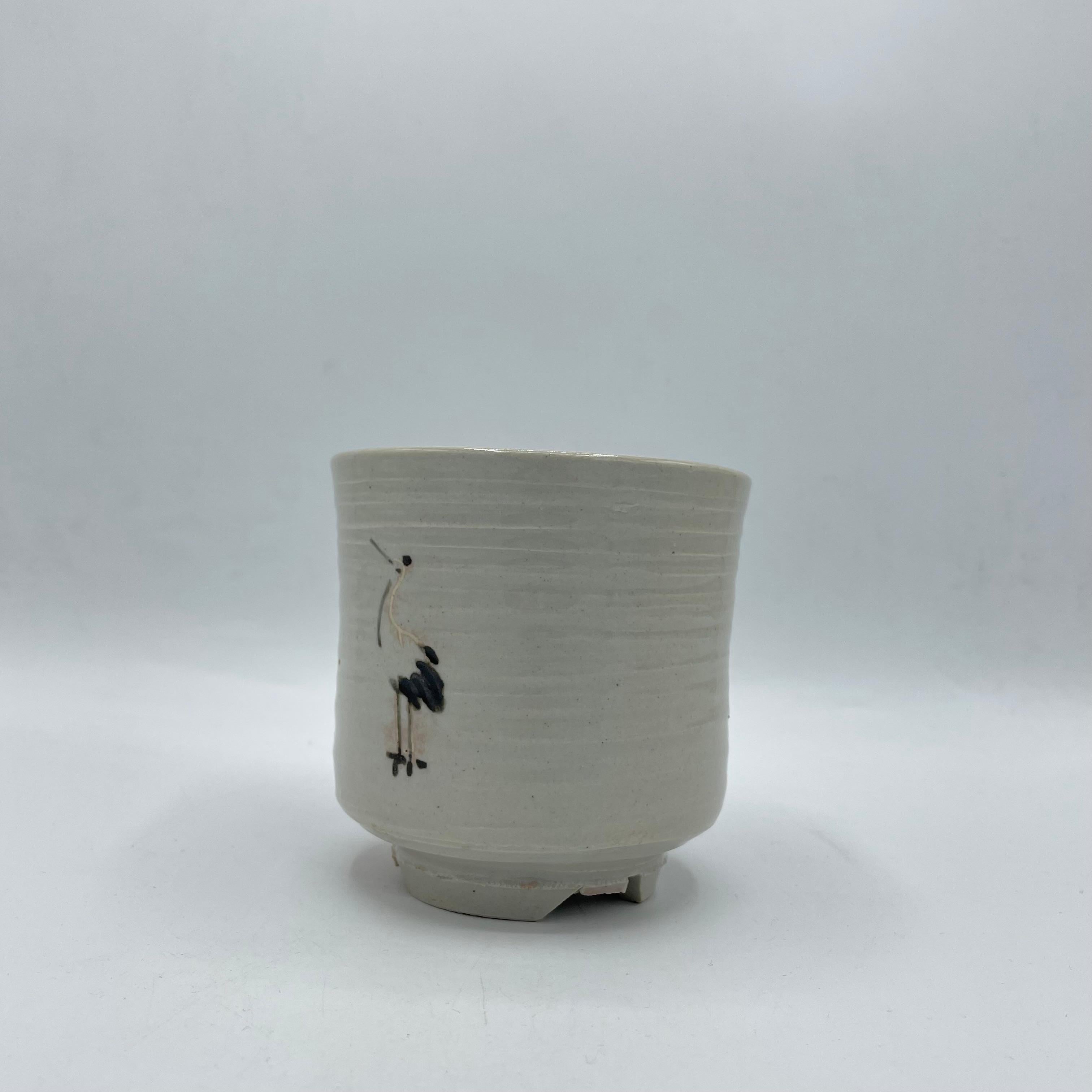 Japanische Matcha-Schale für Teeeremonien aus Shino-Ware, 1980er Jahre Showa (Handgefertigt) im Angebot