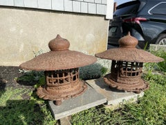 Japanese Matching Pair Antique Yukimi Lanterns, Signed