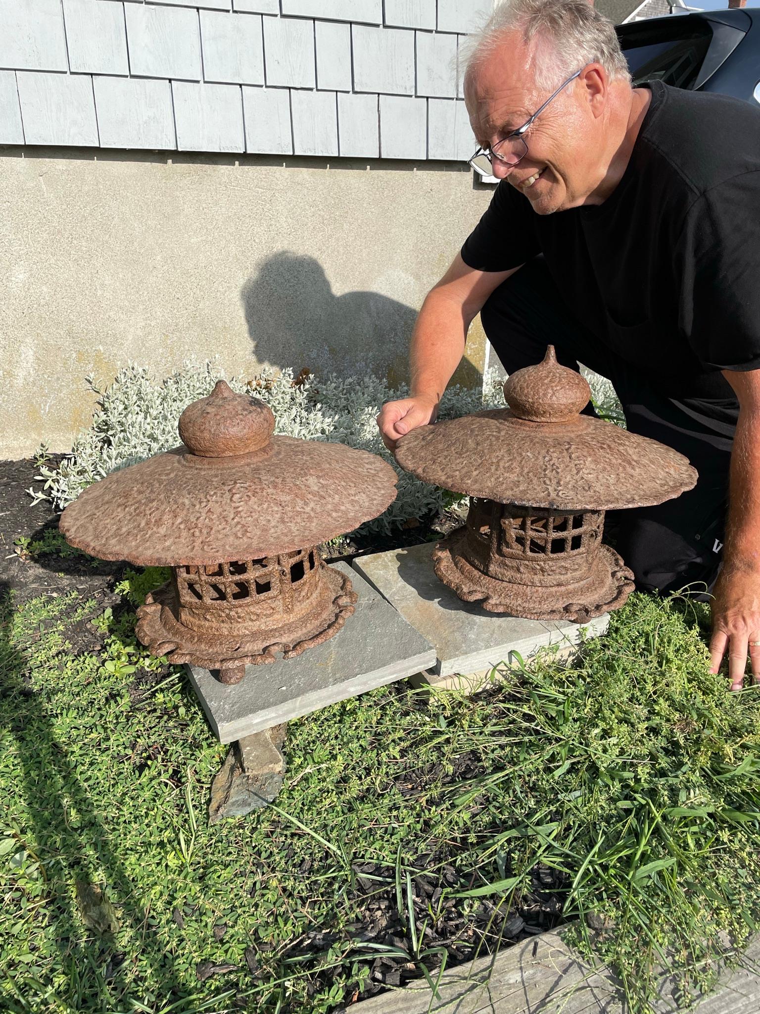 Meiji Japanese Matching Pair Antique Yukimi Lanterns, Signed