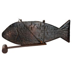 Japanese Meditation Drum (Gyoban), Fish Shape with Striker, Wood, Meiji Period