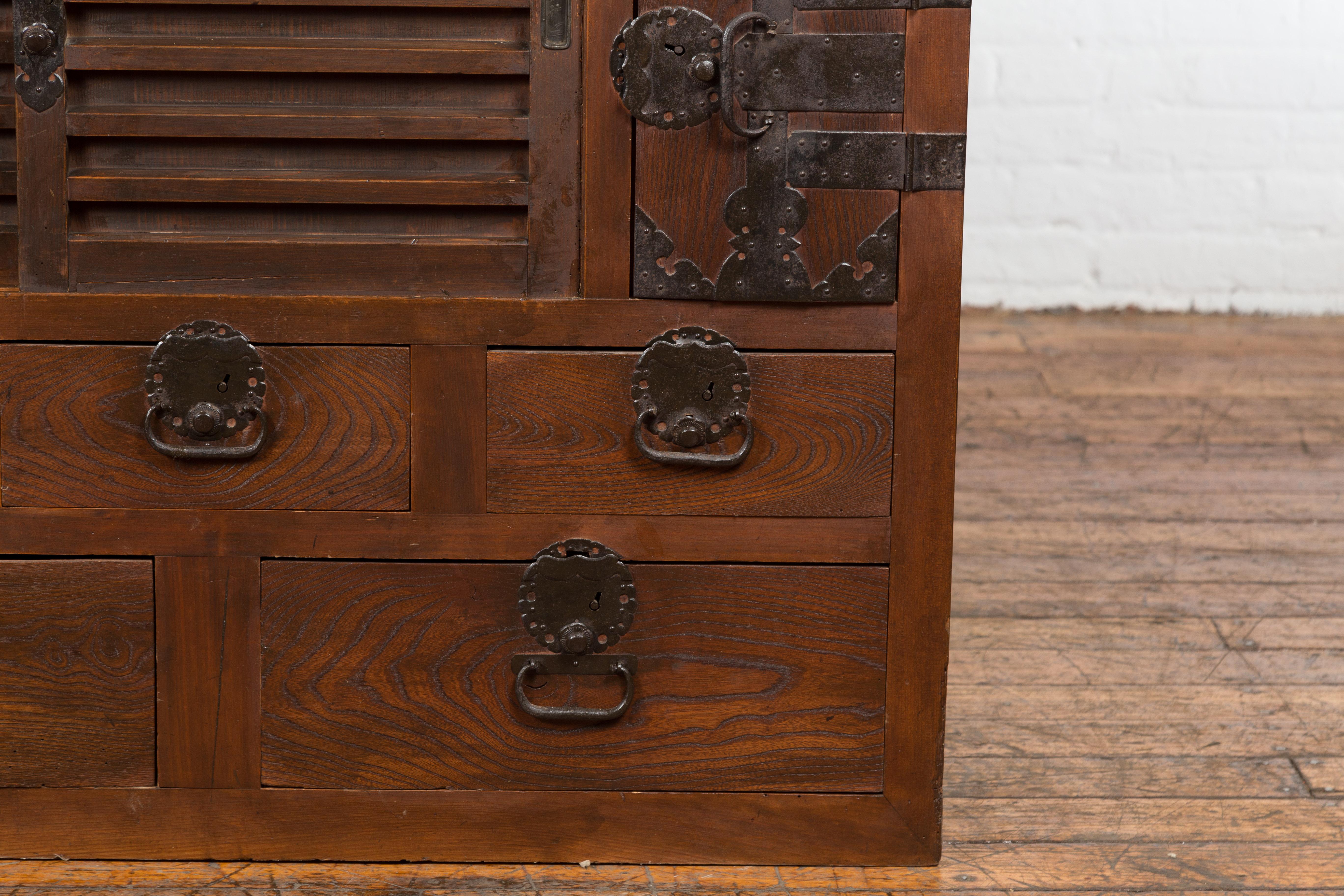 Antique Merchant's Chest with Unique Drawers & Shelf For Sale 5