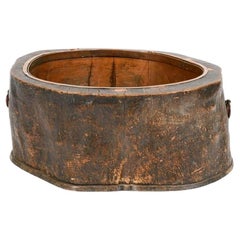 Japanese Edo 19th Century Tree Trunk Hibachi Copper and Bronze Accents