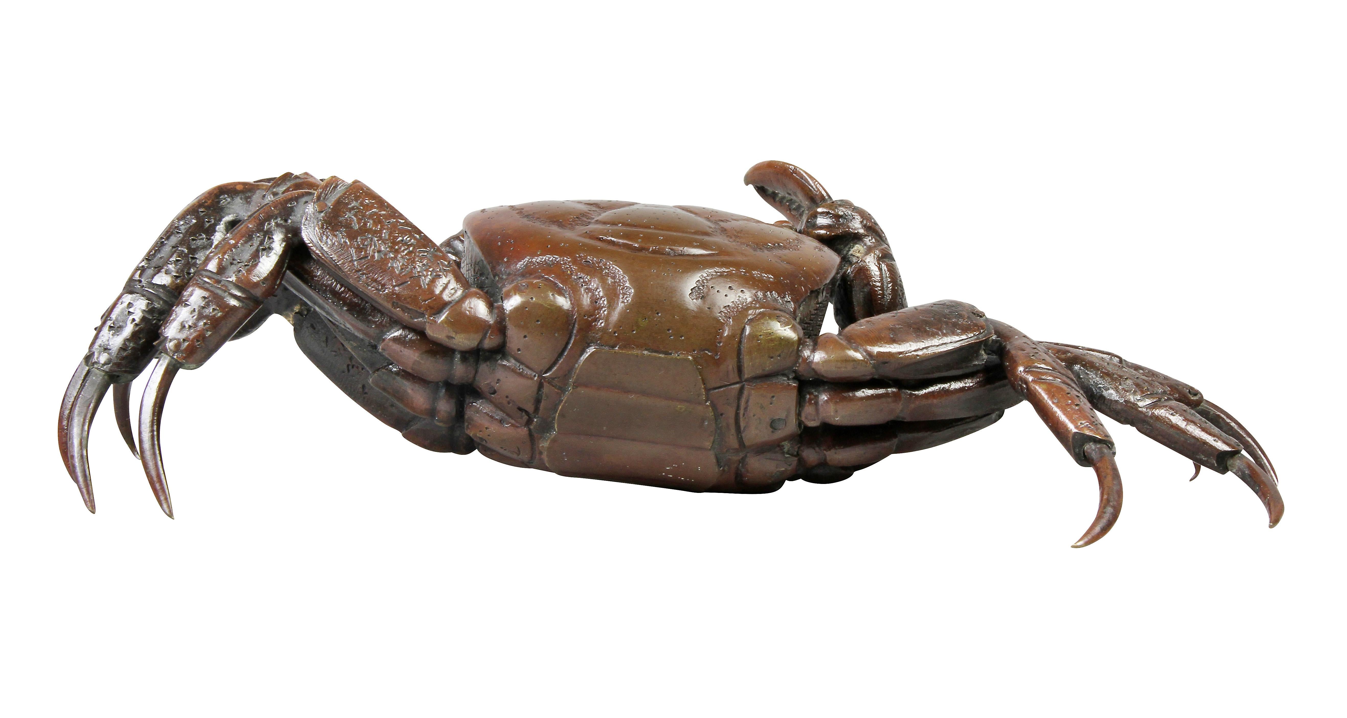 Late 19th Century Japanese Meiji Articulated Bronze Crab For Sale